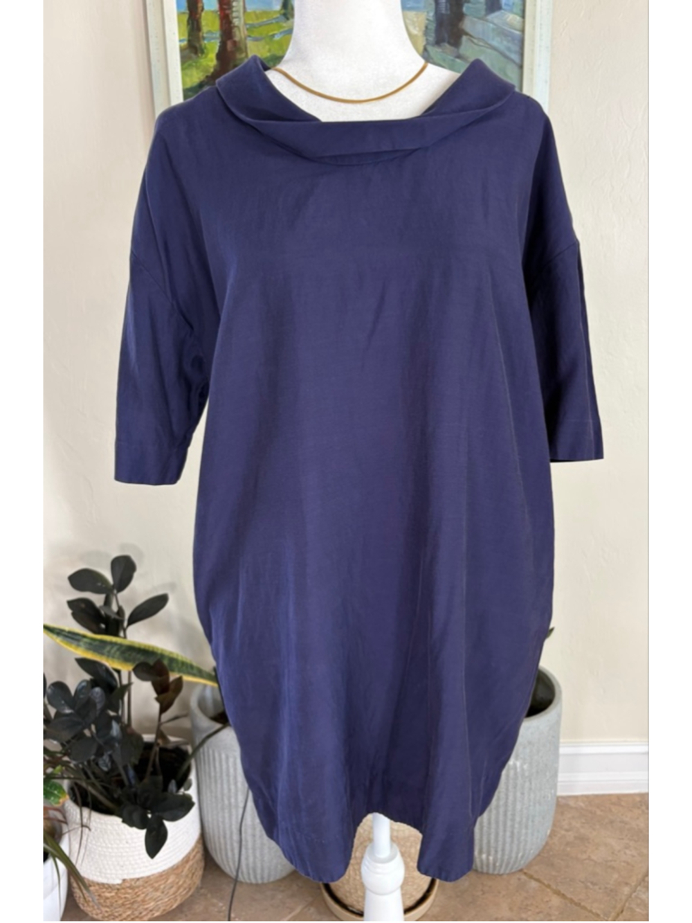 COS Navy Cowl Neck Shift Dress S, oversized fits me like large,
